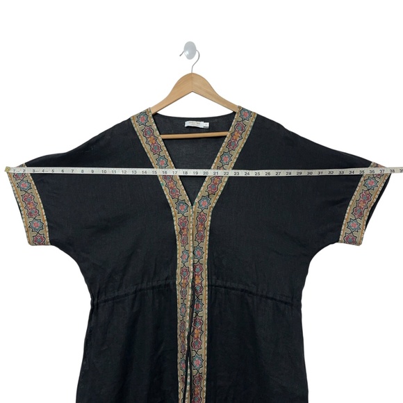 Johnny Was Womens Linen Wrap Front Tunic Top Robe Kimono Med Embroidered Casual - Picture 3 of 6